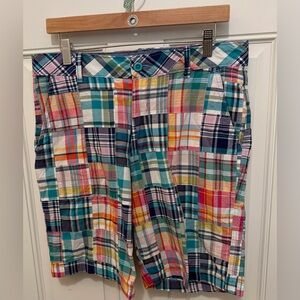 IZOD Saltwater Mens Patchwork Plaid Madras Shorts
